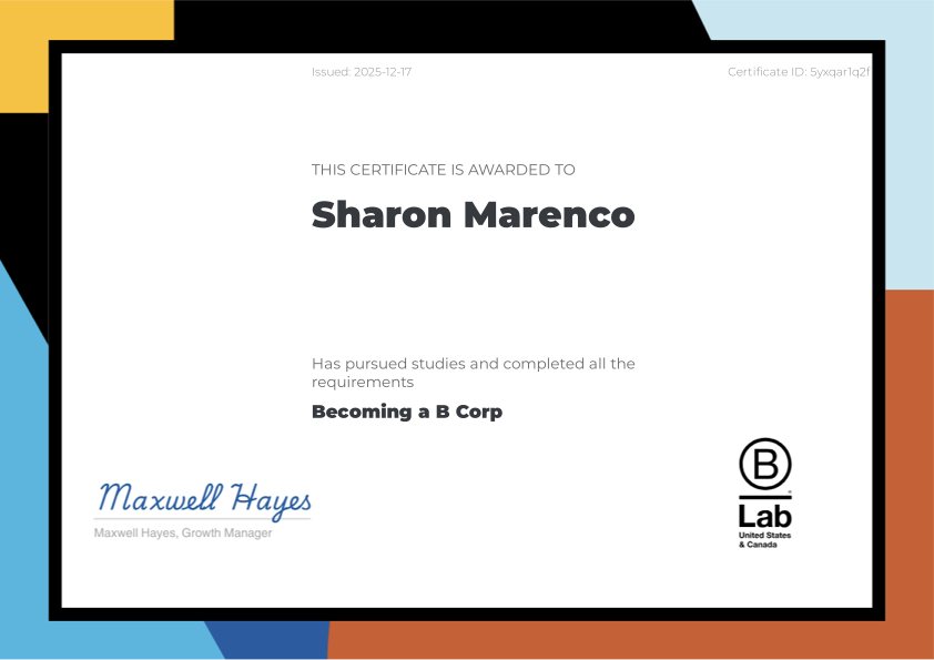Certificado Becoming a B Corp